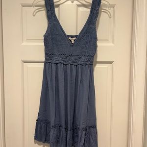 Blue sundress with crocheted details